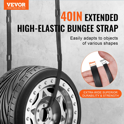 VEVOR 4 τεμ. Flat Bungee Cord Set 20 mm Heavy Duty Bungee Straps with S-Hook 40