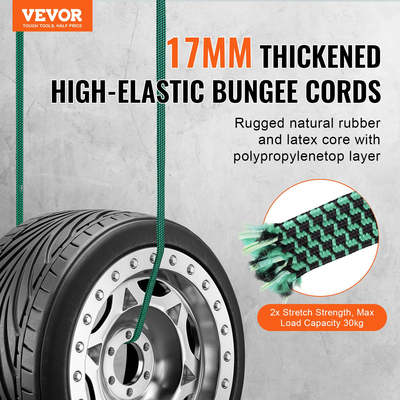 VEVOR 32 Pcs Flat Bungee Cord Set 17 mm Heavy Duty Bungee Ιμάντες με J-Hokks