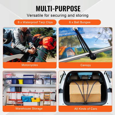 VEVOR 32 Pcs Flat Bungee Cord Set 17 mm Heavy Duty Bungee Ιμάντες με J-Hokks