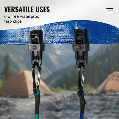 VEVOR 30 τμχ Σετ κορδόνια bungee 8mm Ιμάντες βαρέως τύπου με ατσάλινα καραμπίνερ