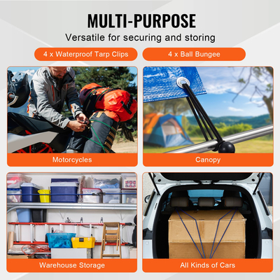 VEVOR 32 τμχ Σετ κορδόνια bungee 8 mm Ιμάντες βαρέως τύπου bungee με ατσάλινους γάντζους A3