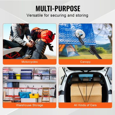 VEVOR 12 τμχ Κορδόνια bungee με γάντζους 32 σε ιμάντες βαρέως τύπου bungee 8 mm Μαύρο