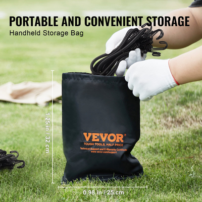 VEVOR 12 τμχ Κορδόνια bungee με γάντζους 32 σε ιμάντες βαρέως τύπου bungee 8 mm Μαύρο