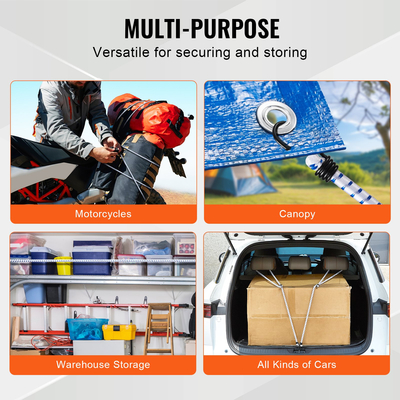 VEVOR 6 τμχ Κορδόνια Bungee με Α3 Ατσάλινους γάντζους 72&quot; Ιμάντες Bungee βαρέως τύπου 12mm