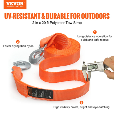 VEVOR Abschleppseil Zugseil Abschlepphilfe Abschleppgurt LKW 7711kg 50,8mmx6,1m