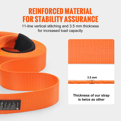 VEVOR Polyester Heavy Duty Tow Strap Recovery Kit 3&quot; x 30 ft (MBS-36.000 lbs) Ιμάντας βαρούλκου, Τριπλός ενισχυμένος βρόχος, ιμάντας αρπαγής + Δέκτης αγκίστρου 2&quot; + Δακτύλιοι D-Ring 3/4&quot; (2 τεμ.) + Stor