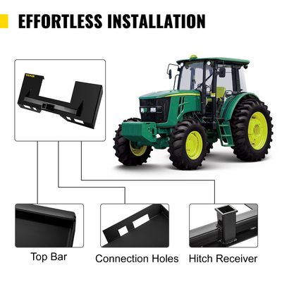 VEVOR Universal Skid Steer Plate Mount Plate 1/4&quot; Hick Skid Steer Plate Attachment 3000LBS Weight Capacity Plate Quick Attach Mount Plate Steer Adapter Loader Εύκολη συγκόλληση ή μπουλόνι σε διαφορετικά εξαρτήματα Μαύρο