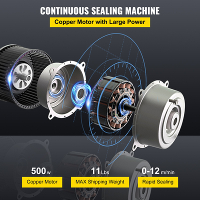 VEVOR FR-900 Αυτόματο Οριζόντιο Συνεχές Στεγανωτικό Μηχανή Στεγανοποίησης Πλαστικής Σακούλας Σταθερής Θερμότητας Κάθετου Τύπου Μηχανή Αυτόματου Σφράγισης Σύνθετη Υγρή Σφράγιση μεμβράνης