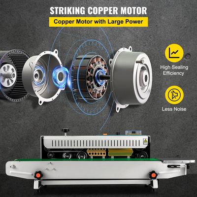 VEVOR FR-900 Auto Horizontal Continuous Plastic Band Sealing Machine Sealer 0-12M/min Ρυθμιζόμενη ταχύτητα σφράγισης Εμπορικές σφραγίδες