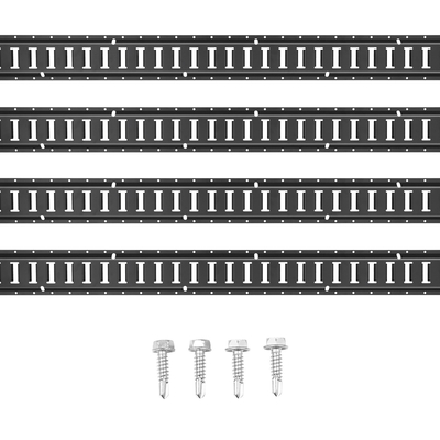 VEVOR E Track Tie Down Rail Kit, 5&#039; Steel Rails, 4 Pack, Secure Cargo &amp; Heavy Loads έως 2000 lbs, Heavy Duty Etrack Rails με βίδες για γκαράζ, φορτηγά, τρέιλερ, δέσιμο μοτοσυκλετών, βάσεις ATV