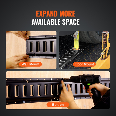 VEVOR E Track Tie Down Rail Kit, 2&#039; Steel Rails, 4 Pack, Secure Cargo &amp; Heavy Loads Μέχρι 2000 lbs, Heavy Duty Etrack Rails με βίδες για γκαράζ, φορτηγά, τρέιλερ, δέσιμο μοτοσυκλετών, βάσεις ATV