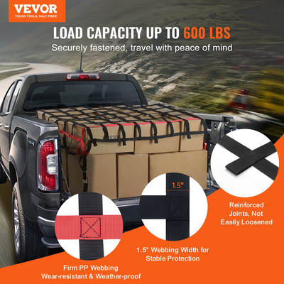 VEVOR Cargo Net Heavy Duty Cargo Net 96&quot; x 72&quot; Ρυθμιζόμενες πόρπες &amp; άγκιστρα S