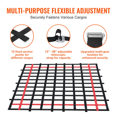 VEVOR Cargo Net Heavy Duty Cargo Net 96&quot; x 72&quot; Ρυθμιζόμενες πόρπες &amp; άγκιστρα S