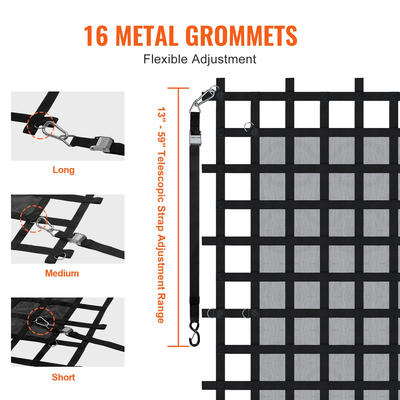 VEVOR Cargo Net Heavy Duty Cargo Net 96&quot; x 81&quot; Ρυθμιζόμενες πόρπες &amp; άγκιστρα S-hooks