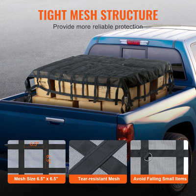 VEVOR Cargo Net Heavy Duty Cargo Net 96&quot; x 81&quot; Ρυθμιζόμενες πόρπες &amp; άγκιστρα S-hooks