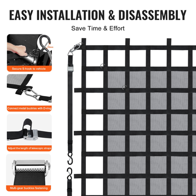 Δίχτυ φορτίου VEVOR Δίχτυ φορτίου βαρέως τύπου 72&quot; x 57&quot; Ρυθμιζόμενες πόρπες &amp; γάντζοι S