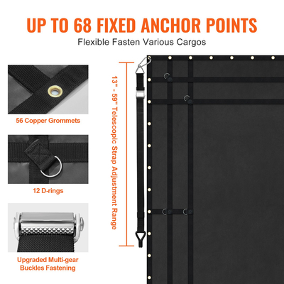 Δίχτυ φορτίου VEVOR Δίχτυ φορτίου βαρέως τύπου 120&quot; x 105&quot; Ρυθμιζόμενες πόρπες και γάντζοι S