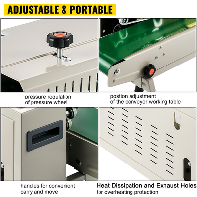 Μηχάνημα σφράγισης ταινίας συνεχούς σακούλας VEVOR FR900K Μηχάνημα σφράγισης ταινίας με ψηφιακό έλεγχο θερμοκρασίας Οριζόντιο σφράγισμα σακούλας για πλαστικές σακούλες 0,02-0,08 mm Συνεχές στεγανοποιητικό λουρίδων με λειτουργία εκτύπωσης