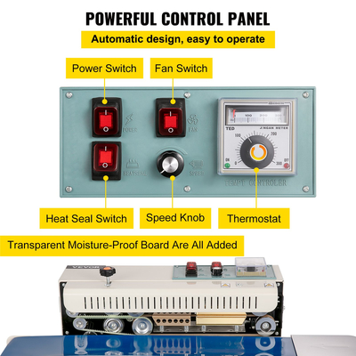 Συνεχής σφραγίδα ζωνών 0.24-0.6 σε/6-15 πλάτος σφραγίδων 0.24-0.6 οριζόντια μηχανή σφράγισης, σφραγίδα θερμότητας ζωνών με τον ψηφιακό έλεγχο θερμοκρασίας για την ταινία τσαντών μεμβρανών Λεπτομέρειες: