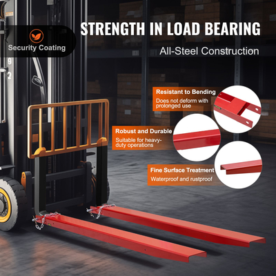 Επεκτάσεις περονιού VEVOR Pallet, 82&quot; Μήκος 4,5&quot; Πλάτος, Επεκτάσεις περονοφόρου από ανθρακούχο χάλυβα βαρέως τύπου για περονοφόρα ανυψωτικά οχήματα, 1 ζεύγος προεκτάσεις περονοφόρου με καρφίτσες, εξαρτήματα περονοφόρου περονοφόρου για περονοφόρα, κόκκινο