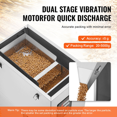 Μηχανή πλήρωσης σωματιδίων VEVOR, 0,044-11 λίβρες/20-5000 g, Αυτόματη μηχανή πλήρωσης με πεντάλ ποδιού, μηχανή πλήρωσης ζύγισης από ανοξείδωτο χάλυβα, πλήρωση ζύγισης για σπόρους φασολιών, σπόροι τσαγιού σε κόκκους