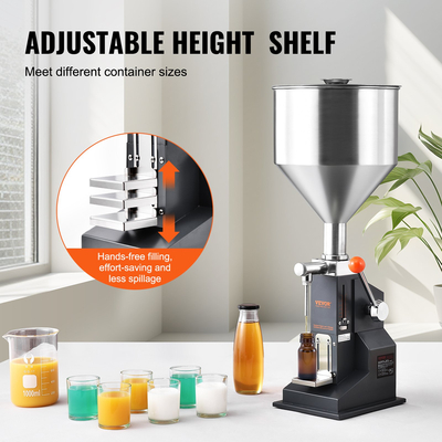 Μηχανή πλήρωσης υγρού με χειροκίνητη πάστα VEVOR, Γεμιστικό μπουκαλιών 5-100 ml, Ρυθμιζόμενη μηχανή πλήρωσης μπουκαλιών, Υγρό πλήρωσης από ανοξείδωτο χάλυβα με χοάνη για σαμπουάν αιθέριων ελαίων χυμού γάλακτος Cosmetic Honey