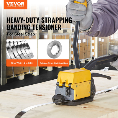 VEVOR Steel Strapping Tool for 1/2&quot;-3/4&quot; Width, 3-in-1 (Tensioner, Crimper, Cutter) Χειροκίνητη Συσκευασία Ζώνης Συσκευασίας Συσκευασίας Συσκευασίας Μεταλλικού Χάλυβα Συσκευασία Εργαλειοδετικής ταινίας Μηχανή για ιμάντα από ανοξείδωτο χάλυβα