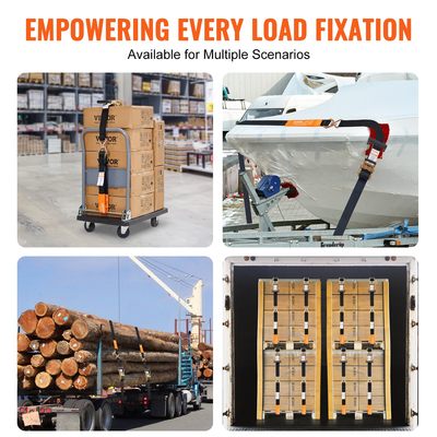 Ιμάντες δεσίματος καστάνιας VEVOR (4PK), 11128 λίβρες αντοχής, διπλός γάντζος J Περιλαμβάνει 4 Premium δέσιμο με καστάνια 2&quot; x 8&#039; με χερούλια με επένδυση, για μετακίνηση ασφάλισης φορτίου, συσκευών, εξοπλισμού γκαζόν