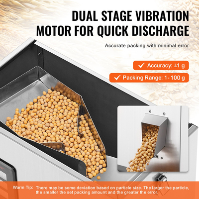 VEVOR Powder Filling Machine, 0,002-0,22lbs/1-100g, Automatic Intelligent Particle Weighting Filling Machine, Bottle Bag Powder Filler Particle Dispenser for Tea Seeds Grains Powder Flour Beans Glitter