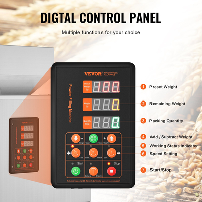 VEVOR Powder Filling Machine, 0,002-0,44lbs/1-200g, Automatic Intelligent Particle Weighting Filling Machine, Bottle Bag Powder Filler Particle Dispenser for Tea Seeds Grains Powder Flour Beans Glitter