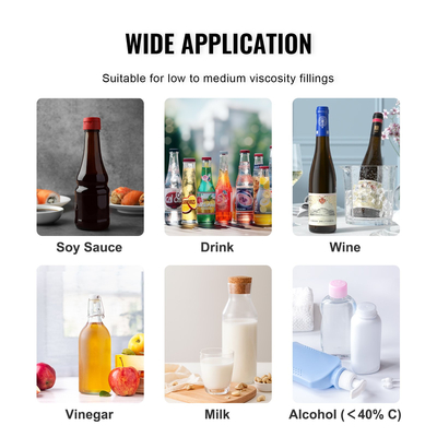 Μηχανή πλήρωσης υγρού VEVOR, χωρητικότητα πλήρωσης 10-4000 ml, Μηχάνημα εμφιάλωσης αυτόματης πλήρωσης μπουκαλιών Ψηφιακός έλεγχος για γάλα, νερό, κρασί, ποτό, σάλτσα σόγιας, ξύδι, αλκοόλ (μονό ακροφύσιο)