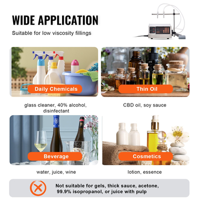 Μηχανή πλήρωσης υγρού VEVOR, χωρητικότητα πλήρωσης 30-4000 ml, Μηχάνημα εμφιάλωσης αυτόματης πλήρωσης μπουκαλιών Ψηφιακός έλεγχος για γάλα, νερό, κρασί, ποτά, σάλτσα σόγιας, ξύδι, αλκοόλ (διπλό ακροφύσιο)