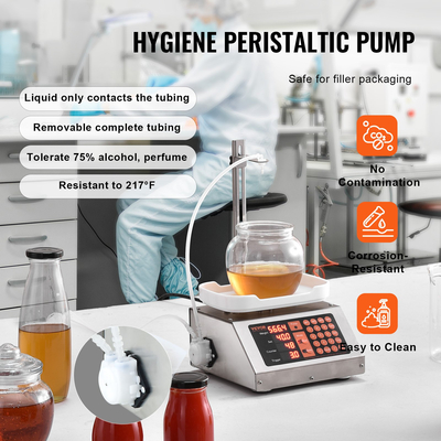 Μηχάνημα πλήρωσης υγρού VEVOR, χωρητικότητα ζύγισης 5-50 g, Αυτόματο μηχάνημα πλήρωσης φιαλών, μηχανή εμφιάλωσης Περισταλτική αντλία Ψηφιακός έλεγχος για γάλα, νερό, κρασί, ποτό, σάλτσα σόγιας (μονό ακροφύσιο)