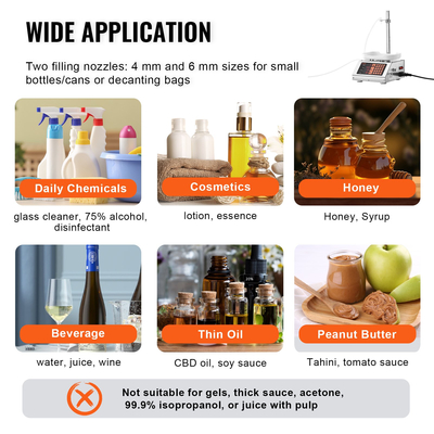 Μηχάνημα πλήρωσης υγρού VEVOR, χωρητικότητα ζύγισης 5-50 g, Αυτόματο μηχάνημα πλήρωσης φιαλών, μηχανή εμφιάλωσης Περισταλτική αντλία Ψηφιακός έλεγχος για γάλα, νερό, κρασί, ποτό, σάλτσα σόγιας (μονό ακροφύσιο)