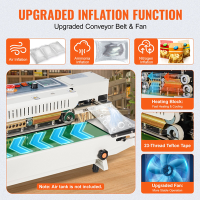 Μηχανή σφράγισης συνεχούς σακούλας VEVOR Οριζόντια σφραγιστική ταινία με φουσκώματα