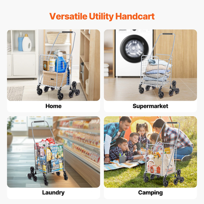 VEVOR Σκάλα αναρρίχησης Πτυσσόμενο καλάθι αγορών 45L με τροχούς αναρρίχησης σκάλας