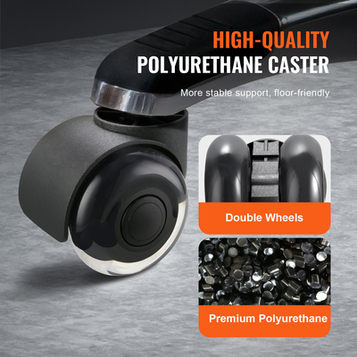 Τροχοί καρέκλας γραφείου VEVOR, σετ 5, 2 ιντσών τροχοί αντικατάστασης για δάπεδα και μοκέτες από σκληρό ξύλο, Ροδάκια γραφείου παιχνιδιών υπολογιστή βαρέως τύπου με διπλούς τροχούς, χωρητικότητα φόρτωσης 440 λίβρες, Universal Fit