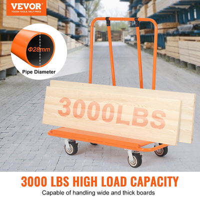 Καρότσι VEVOR Drywall Cart, 3000 LBS Panel Dolly Cart με 45,28&quot; x 21,8&quot; Τράπουλο και 5&quot; περιστρεφόμενους τροχούς, βαρέως τύπου καρότσι φύλλου γυψοσανίδας, πάνελ τοίχου χειρισμού, λαμαρίνα, ξυλεία, για γκαράζ, σπίτι, αποθήκη