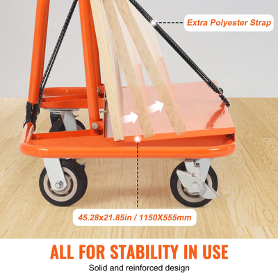 Καρότσι VEVOR Drywall Cart, 3000 LBS Panel Dolly Cart με 45,28&quot; x 21,8&quot; Τράπουλο και 5&quot; περιστρεφόμενους τροχούς, βαρέως τύπου καρότσι φύλλου γυψοσανίδας, πάνελ τοίχου χειρισμού, λαμαρίνα, ξυλεία, για γκαράζ, σπίτι, αποθήκη