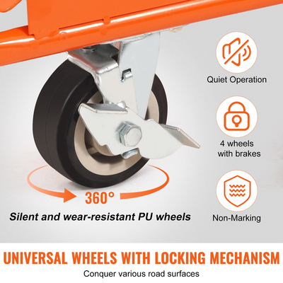 Καρότσι VEVOR Drywall Cart, 3000 LBS Panel Dolly Cart με 45,28&quot; x 21,8&quot; Τράπουλο και 5&quot; περιστρεφόμενους τροχούς, βαρέως τύπου καρότσι φύλλου γυψοσανίδας, πάνελ τοίχου χειρισμού, λαμαρίνα, ξυλεία, για γκαράζ, σπίτι, αποθήκη