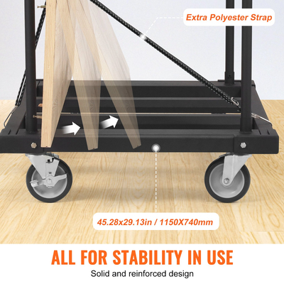Καρότσι VEVOR Drywall Cart, 1800 LBS Panel Dolly Cart με κατάστρωμα 45,28&quot; x 29,13&quot; και περιστρεφόμενους τροχούς 5&quot;, καρότσι φύλλου γυψοσανίδας βαρέως τύπου, πάνελ τοίχου χειρισμού, λαμαρίνα, ξυλεία, για γκαράζ, σπίτι, αποθήκη