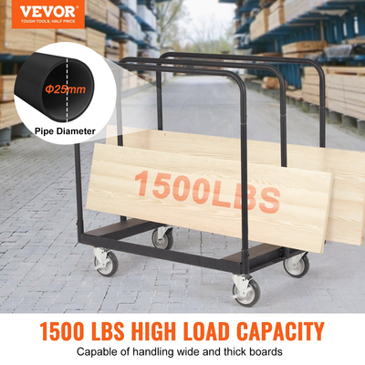 Καρότσι VEVOR Drywall Cart, 1500 LBS Panel Dolly Cart με 36,02&quot; x 24,02&quot; κατάστρωμα και 5&quot; περιστρεφόμενους τροχούς, βαρέως τύπου καροτσάκι φύλλου γυψοσανίδας, πάνελ τοίχου χειρισμού, λαμαρίνα, ξυλεία, για γκαράζ, σπίτι, αποθήκη