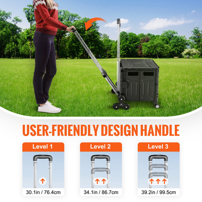 VEVOR Stair Climbing Cart 53L Αναδιπλούμενο καλάθι αγορών με καπάκι &amp; ρυθμιζόμενη λαβή