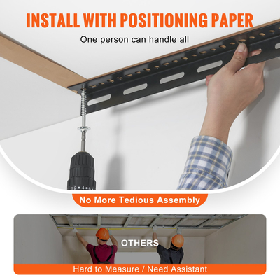 Βάση αποθήκευσης VEVOR Overhead Garage, 48x96 ιντσών Ράφια αποθήκευσης οροφής γκαράζ, Ρυθμιζόμενα βαρέως τύπου χαλύβδινα ράφια ψυχρής έλασης για αποθήκευση γκαράζ, οργάνωση, χωρητικότητα φόρτωσης 600 lbs, 22&#039;&#039;-40&quot;, Μαύρο