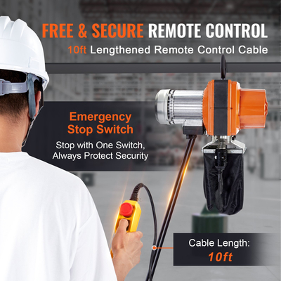 VEVOR Electric Chain Hoist Μονοφασικό ανυψωτικό γερανού 2200 lbs Φορτίο 10 ft Ανύψωση