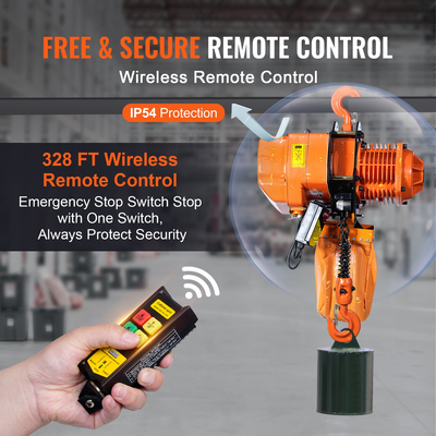 VEVOR Ηλεκτρικός ανυψωτήρας αλυσίδας Τριφασικός ανυψωτήρας γερανού 4400 lbs Ανύψωση φορτίου 20 πόδια