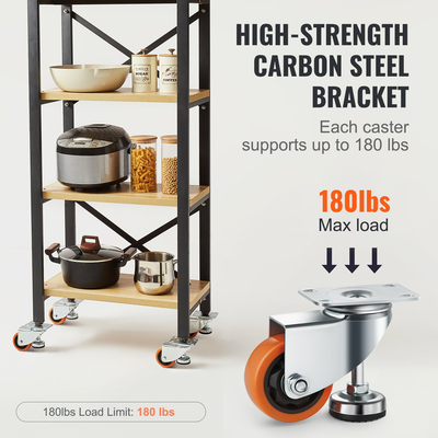 Ροδάκια ισοπέδωσης VEVOR, Σετ 4, 720 lbs Συνολική χωρητικότητα, Διάμετρος 3 ιντσών, Περιστρεφόμενοι τροχοί βαρέως τύπου 360 μοιρών, Ρυθμιζόμενοι τροχοί με πόδια για πάγκο εργασίας, μηχανή, εξοπλισμός, έπιπλα