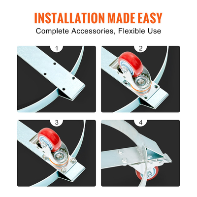 VEVOR 55 γαλονιών βαρέως τύπου Drum Dolly, 1250lbs χωρητικότητα φόρτωσης, Barrel Dolly Cart Drum Caddy, Dollies χωρητικότητας φορτηγού χωρίς ανατροπή με ατσάλινο πλαίσιο 5 περιστρεφόμενο τροχό, για χειρισμό τυμπάνων αποθήκης