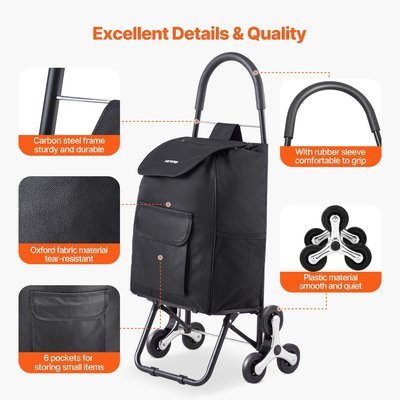 VEVOR Σκάλα αναρρίχησης Πτυσσόμενο καλάθι αγορών 36L με τσάντα αποθήκευσης 6 ρόδες