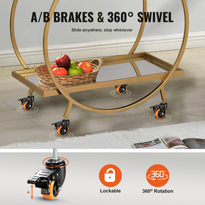 Τροχοί VEVOR Caster, 4 ιντσών, Σετ 4, Χωρητικότητα 440 lbs, Ροδάκια με σπείρωμα με φρένο A/B διπλού κλειδώματος, Βιομηχανικοί τροχοί βαρέως τύπου, περιστρεφόμενοι τροχοί χωρίς θόρυβο για καρότσι, έπιπλα